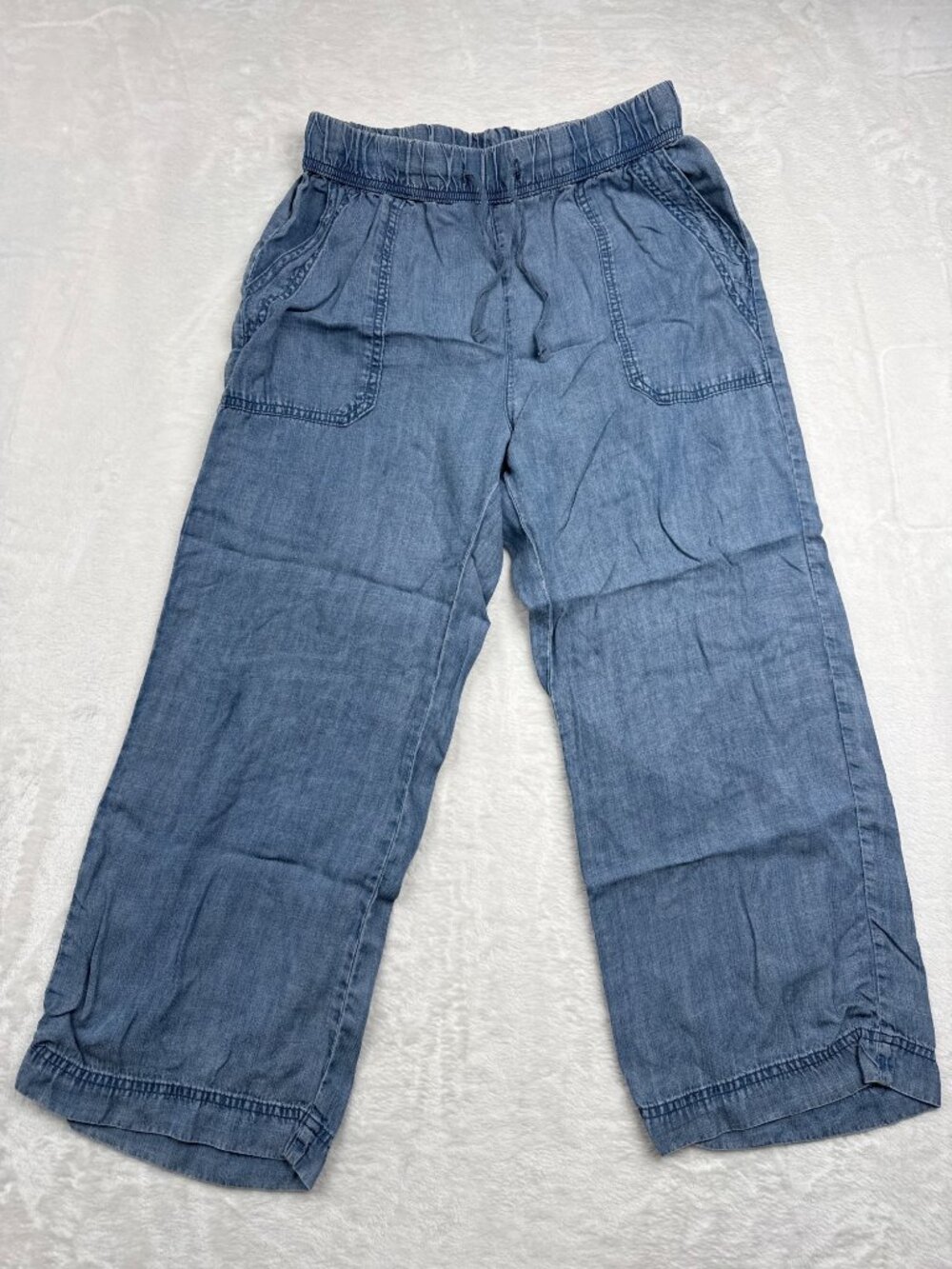 Splendid Womens Blue Drawstring Wide-Leg Lyocell Pants Size S